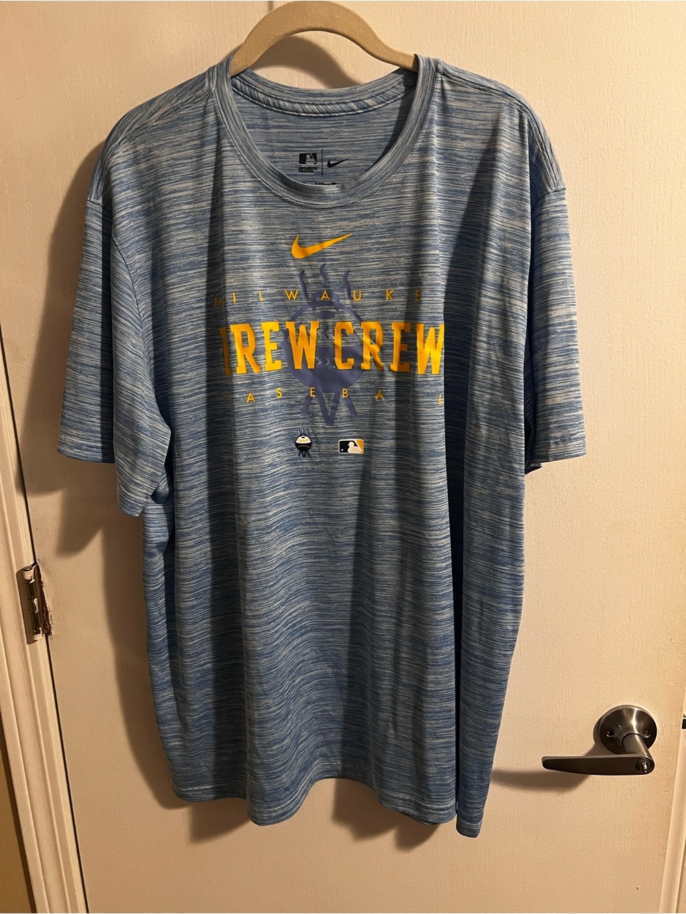 Milwaukee Brewers Nike Dri-fit Light Blue Shirt Size XXL